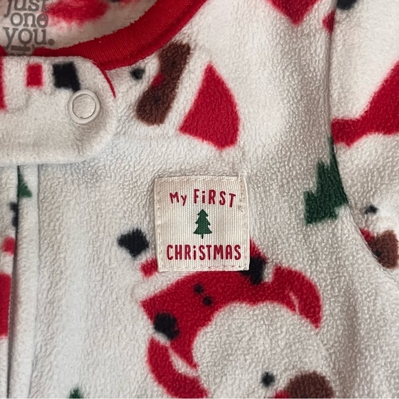 My First Christmas Carters One Piece Footies Christmas Tree Santa Size 9 Months - Picture 2 of 3